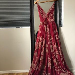 Red and Brown LARGE EVENING GOWN